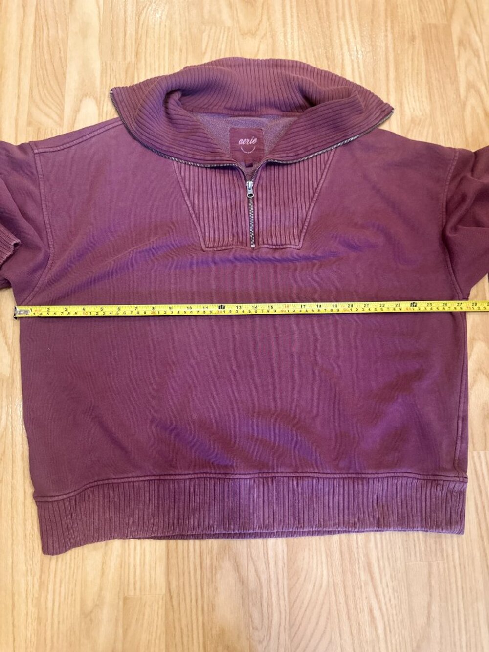 Aerie Oversized Half Zip Sweatshirt XL Burgundy Funnel Neck - Picture 6 of 7